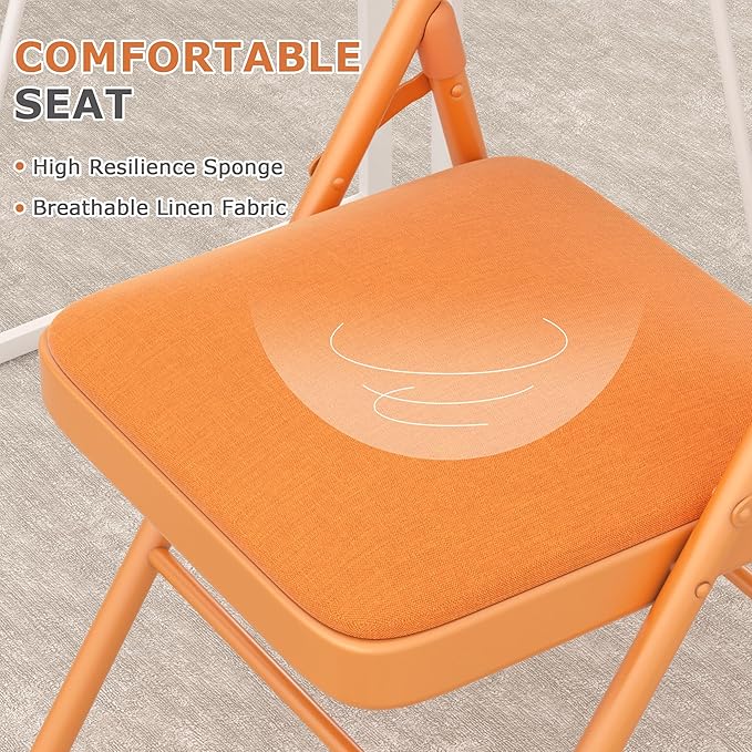 VECELO Padded Folding Chairs 4 Pack, Comfortable Cushioned Seat & Backrest - Image 6
