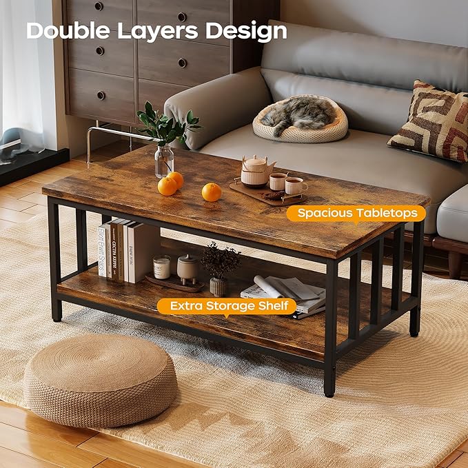 Homeiju Coffee Table for Living Room, Farmhouse Living Room Table - Image 5