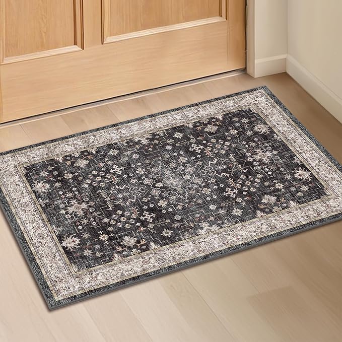 Black Washable Entry Rug, 2x3 Small Rugs - Image 8
