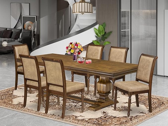 LKCY7-AWA-28 7-Piece Kitchen Table Set Consists of a Dining Table and 6 Beige by LuxebyEastWestFurniture