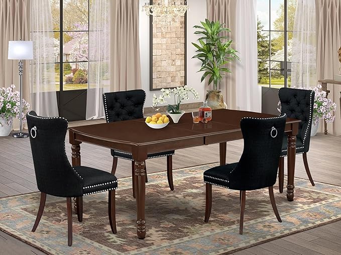 East West Furniture DODA5-MAH-24 5 Piece Dining Table Set Consists of a - Image 2