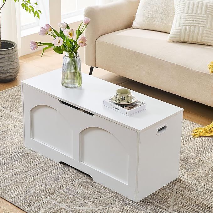 Storage Chest, 31.5" Storage Trunk Chest, Retro Entryway Bench, Supports 330 lbs - Image 7