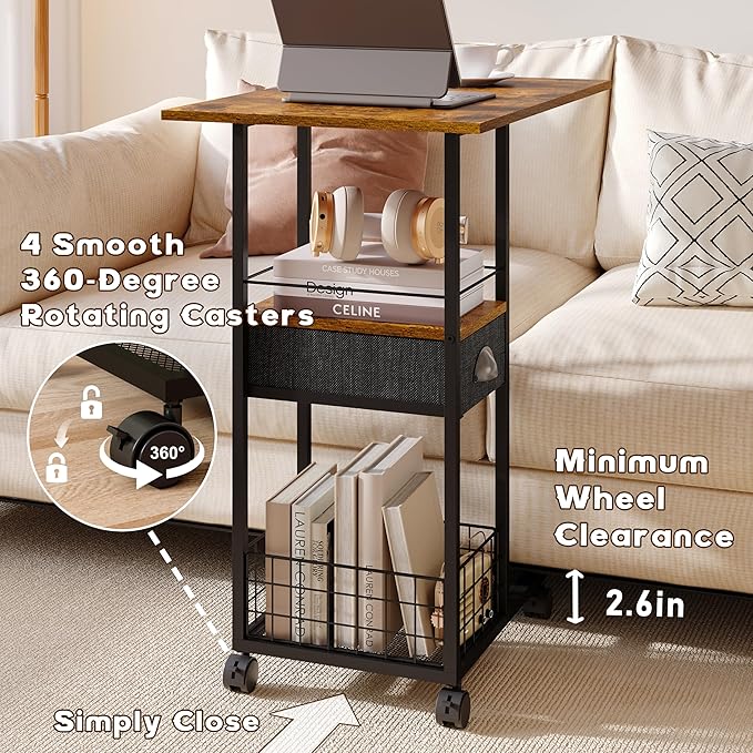 Rolling C-Shaped Side Table - Image 5
