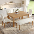 Ball & Cast Dining Table Set for 6 W/Bench & 4 Upholstered Chairs, 6 Piece by BallCast