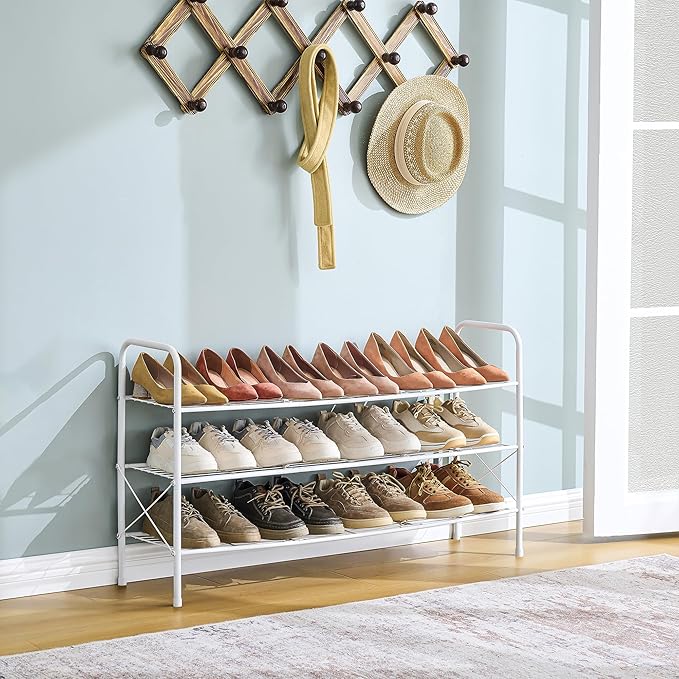 Hoctieon 3 Tier Mesh Style Shoe Rack, Entryway Shoe Shelf, Shoe Storage - Image 4