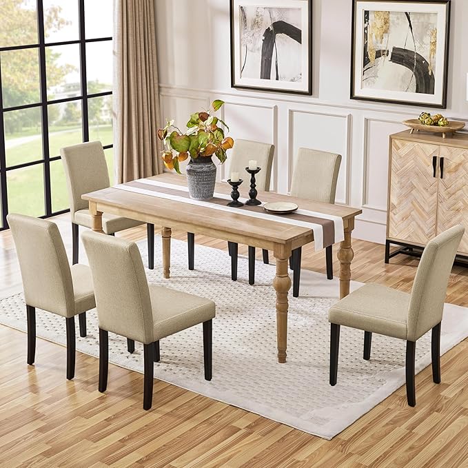 Yaheetech Dining Chairs Set of 6 Fabric Upholstered Parson Kitchen Chairs - Image 2
