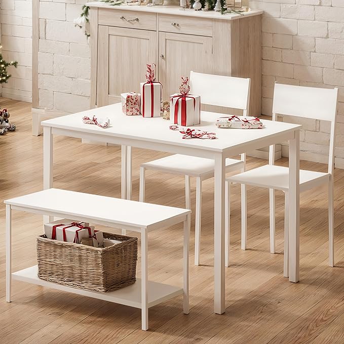 sogesfurniture 4-Piece Bench Style Dining Table Set, 4-Person Space-Saving by sogesfurniture