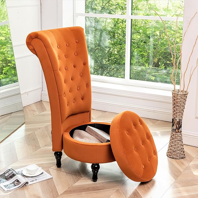 Container Furniture Direct Royal High-Back Velvet Accent Chair - Image 8