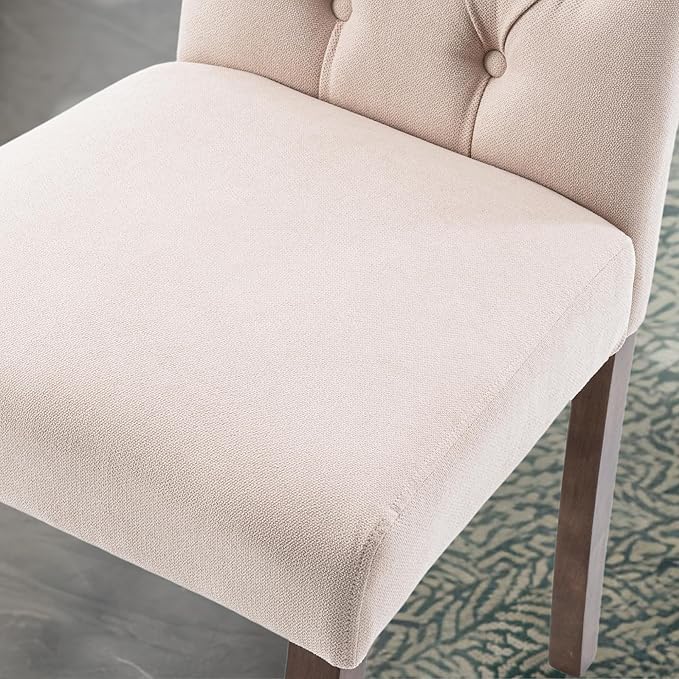 Tufted Upholstered Parsons Dining Chair Set Fabric Diner Accent Stylish Modern - Image 7