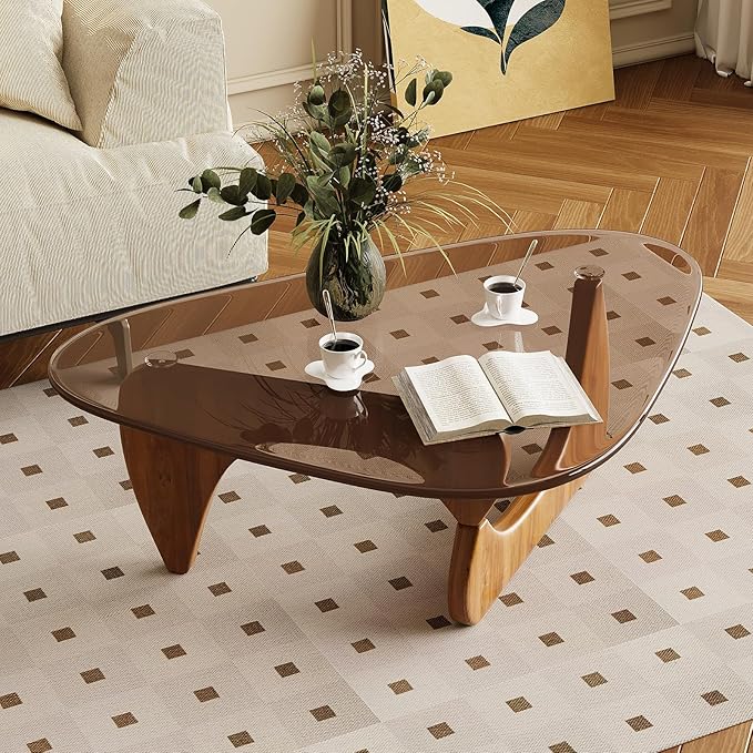 Glass Coffee Table for Living Room Mid Century Modern Triangle Center Table by JCAJCA