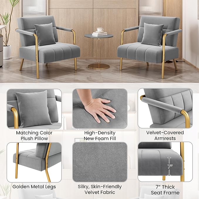 Yaheetech 30" W Modern Sofa Small Sofa Luxurious Velvet Fabric Couch - Image 5