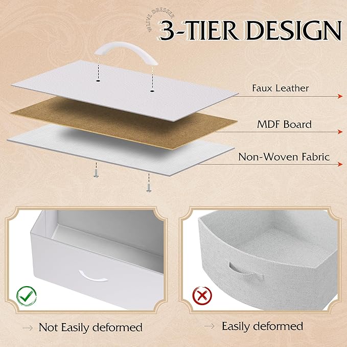 WLIVE Dresser for Bedroom with 5 Drawers, Wide Chest of Drawers, Fabric Dresser - Image 6