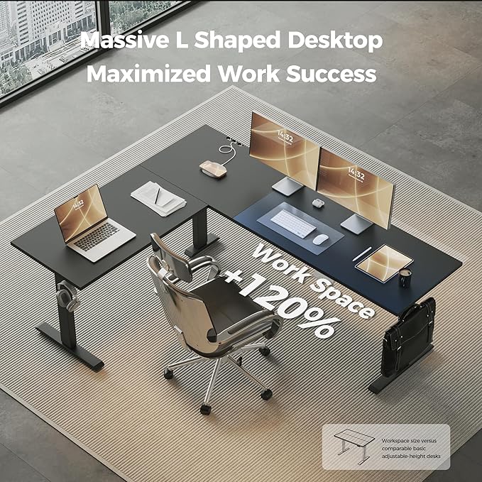 Agilestic 75 Inch L Shaped Standing Desk Adjustable Height, Corner Standing Desk - Image 4