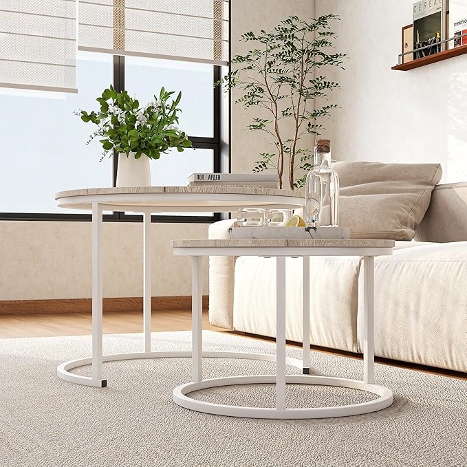 Round Coffee Table Set of 2 End Tables - Image 6