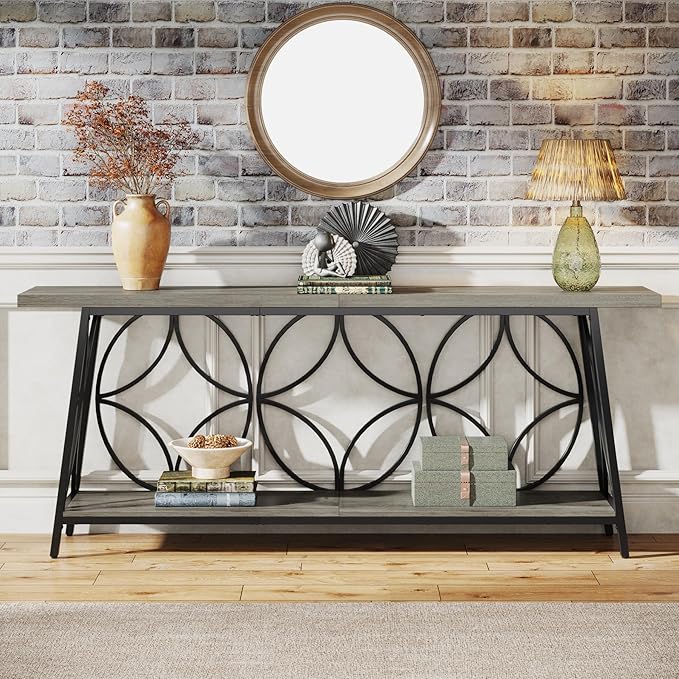 70.9-Inch Sofa Table, 2-Tier Narrow Console Table - Image 4