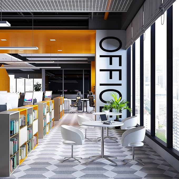 White Dining Table Round Small Office Table Conference Table Coffee Meeting - Image 5