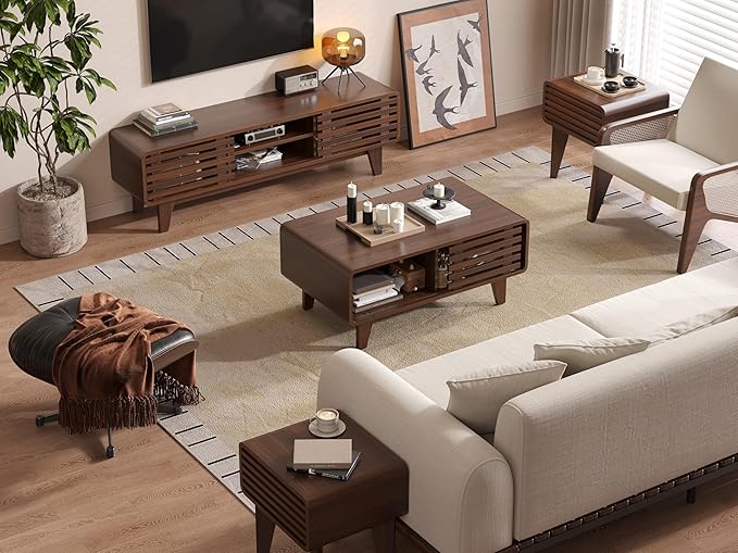 Luoxiao TV Stand for 60 Inch TV, Mid Century Modern Entertainment Center - Image 6