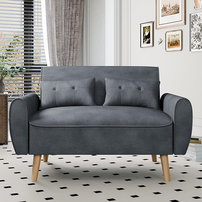 Shintenchi Small Modern Loveseat Couch Sofa, Mid Century Fabric Upholstered - Image 5