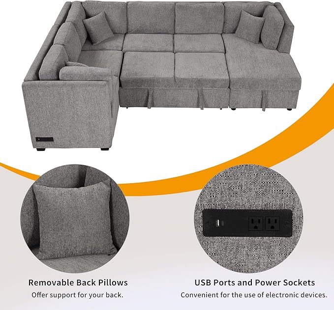 Ball & Cast 108.6" Sleeper Sectional Pull Out Sofa - Image 10
