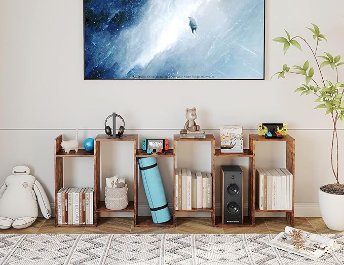 Yusong Geometric Bookcase, Bookshelf 6-Tier S Shaped Book Shelves - Image 6