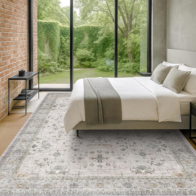 Boho Light Grey Living Room Rug 10x14 - Image 3