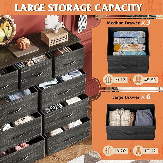 WLIVE 9-Drawer Dresser, Fabric Storage Tower - Image 4