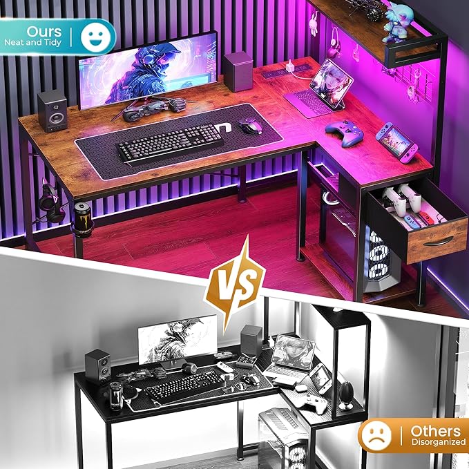 PRAISUN L Shaped Gaming Desk - Image 6