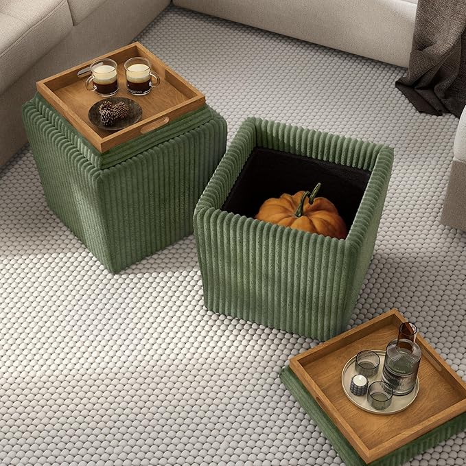 Furniture of America Lennox Modern Chenille 17-inch Square Storage Ottoman - Image 9