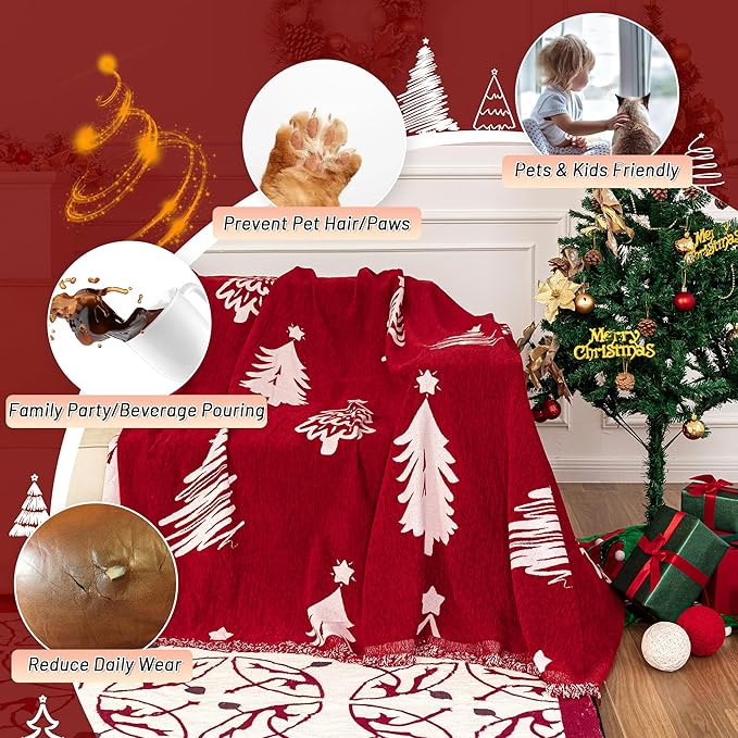 MYSKY HOME 71X102 inches Chair Christmas Couch Cover, Sectional Sofa Covers - Image 2