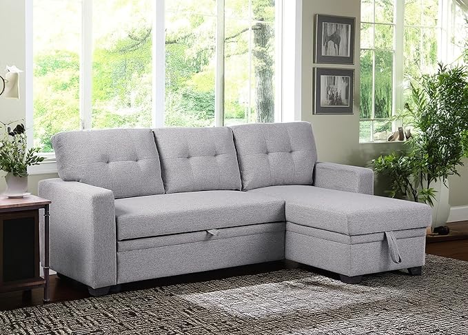 82 Inch Convertible Sleeper Sectional Sofa by Unknown