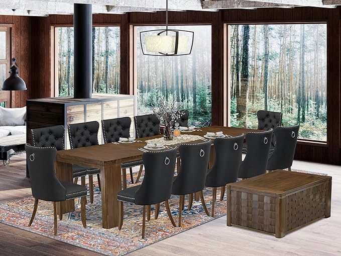 X12DA-0C8-12 14-Pc Mid Century Dining Set includes an Extendable Rectangle by LuxebyEastWestFurniture