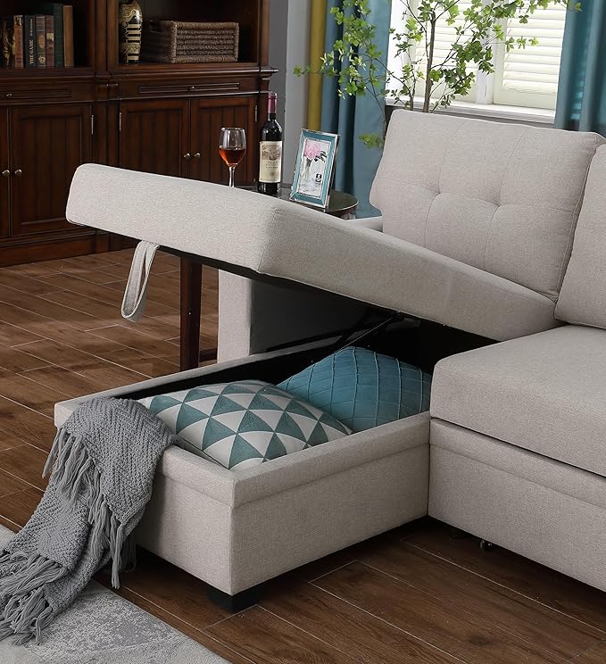 82 Inch Convertible Sleeper Sectional Sofa - Image 6