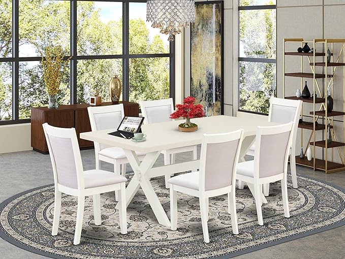 East West Furniture X027MZ001-7 7 Piece Modern Dining Table Set Consist of a - Image 2