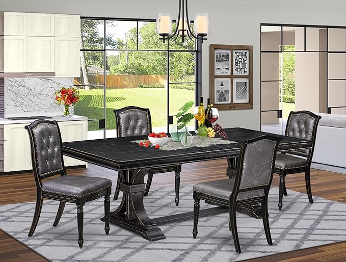LEMA5-SBB-34-5-Piece Modern Dining Set Consists of a Dining Table and 4 Dark by LuxebyEastWestFurniture
