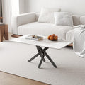 White Marble Coffee Table with Metal Legs, Rectangle Modern Sintered Stone by NIERN
