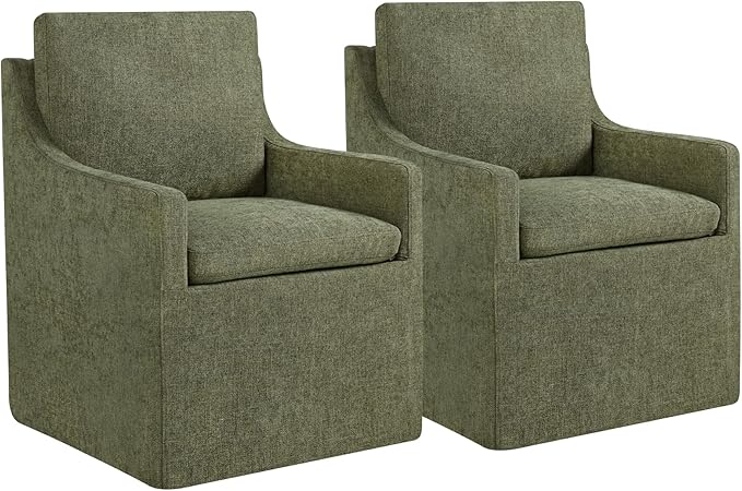 Upholstered Dining Chairs with Casters Easy Assembly Modern Accent Armchair by Kislot
