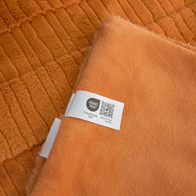 Amélie Home Luxury Striped Faux Fur Throw Blanket - Image 8