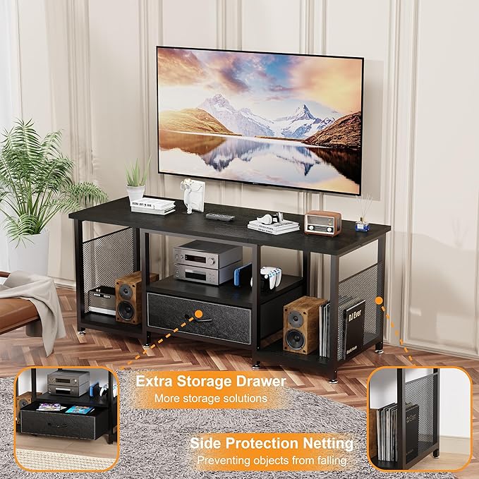 TV Stand with Drawers and Open Storage Shelves - Image 5