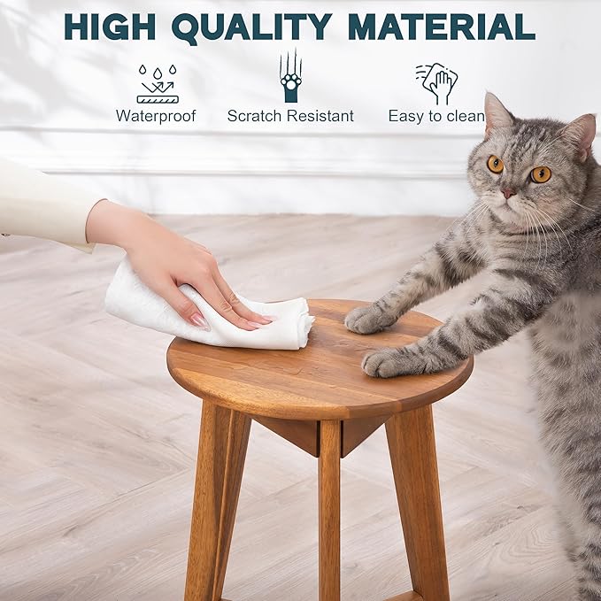 Round Side Table – Solid Acacia Wood End Table - Image 5
