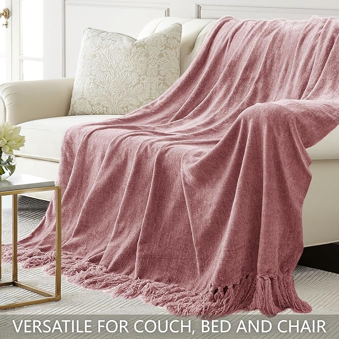 Chenille Throw Blanket for Couch 60"X 80" Twin, Soft Cozy Throws - Image 4