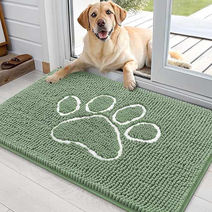 OLANLY Door Mat for Muddy Dog Paws 36x24, Absorbent Chenille Doormat by OLANLY