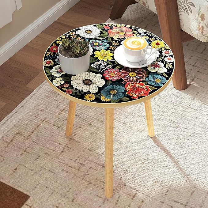 Mandala Round End Table, Small Side Table - Image 2