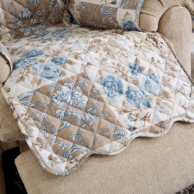 Great Bay Home Reversible Floral Patchwork Furniture Protector Scalloped Edge - Image 2
