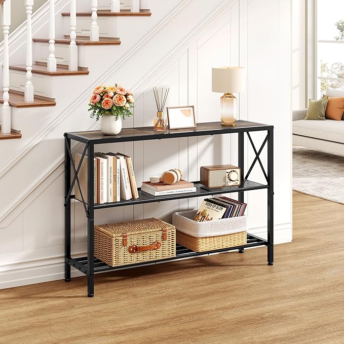 Hoctieon Industrial Console Table, 3 Tier Entryway Table, Hallway Table - Image 2
