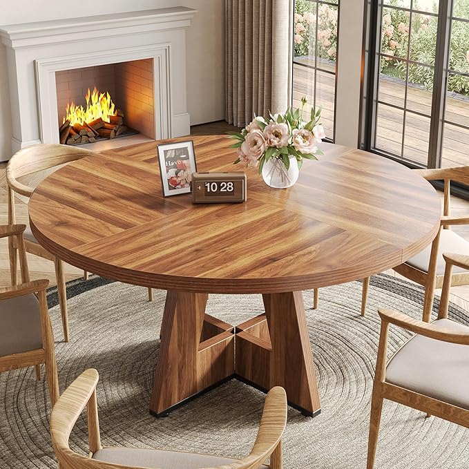 LITTLE TREE Round Dining Table for 4-6 People, 47 Inches Dining Room Table - Image 2