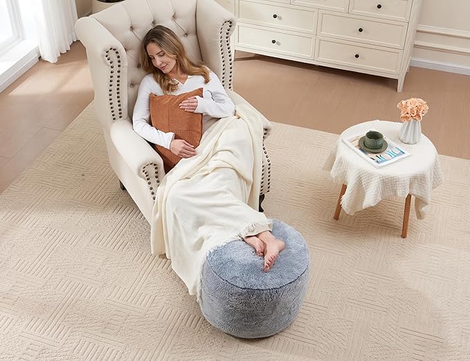 Round Ottoman Foot Rest for Couch 20"x15" Foot Stool Ottoman Pouf - Image 2