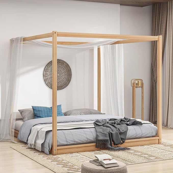 King Size Canopy Platform Bed by Unknown
