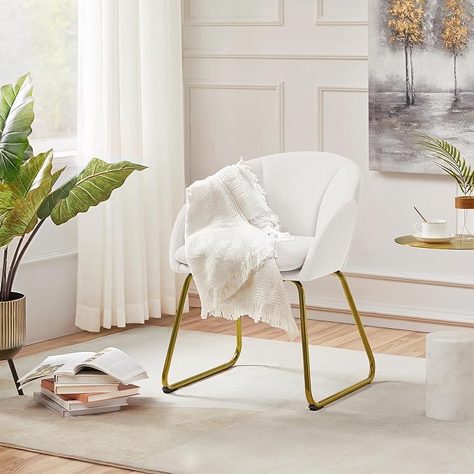 Yaheetech Modern Velvet Vanity Chair Armchair, Flower Shaped Makeup Chair - Image 5