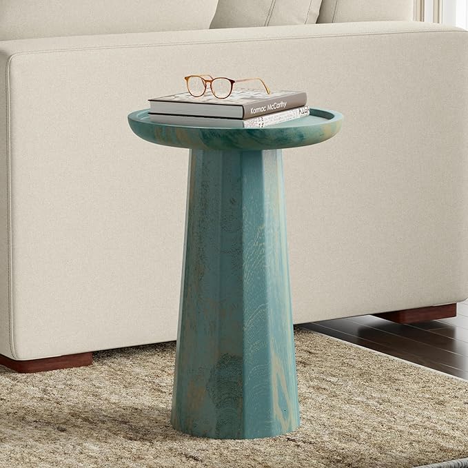 SIMPLIHOME Dayton Solid Mango Wood 13 inch Wide Round Contemporary Wooden - Image 2