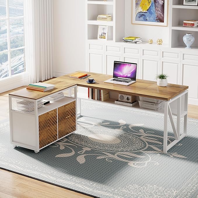 Tribesigns L Shaped Desk with Drawer, 2 Piece Home Office Furniture - Image 2